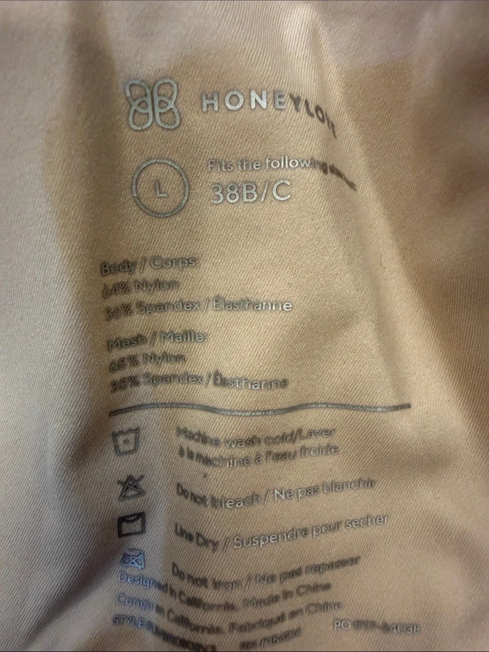 Honeylove Wire Free CrossOver Bra Size Large 38 B/C‎